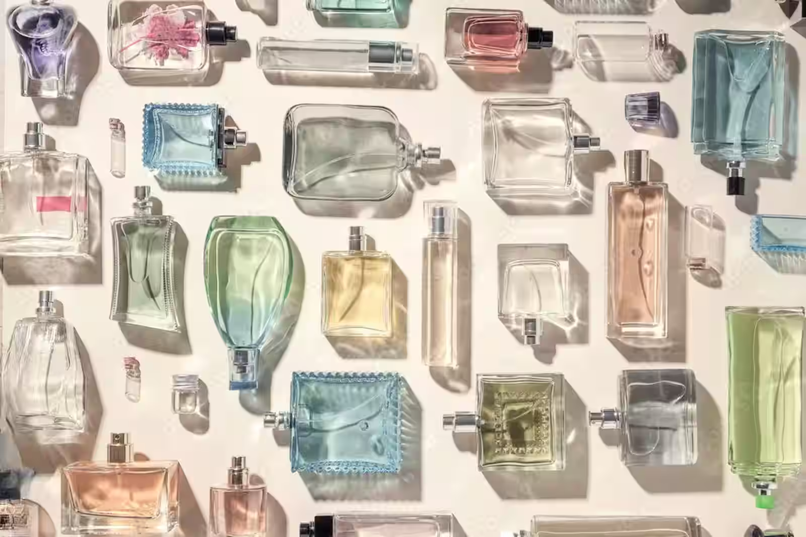 Фотографія з різними флаконами парфумів